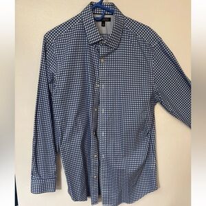 Banana Republic Men's Slim Blue Gingham Button-Down Ling Sleeve Shirt